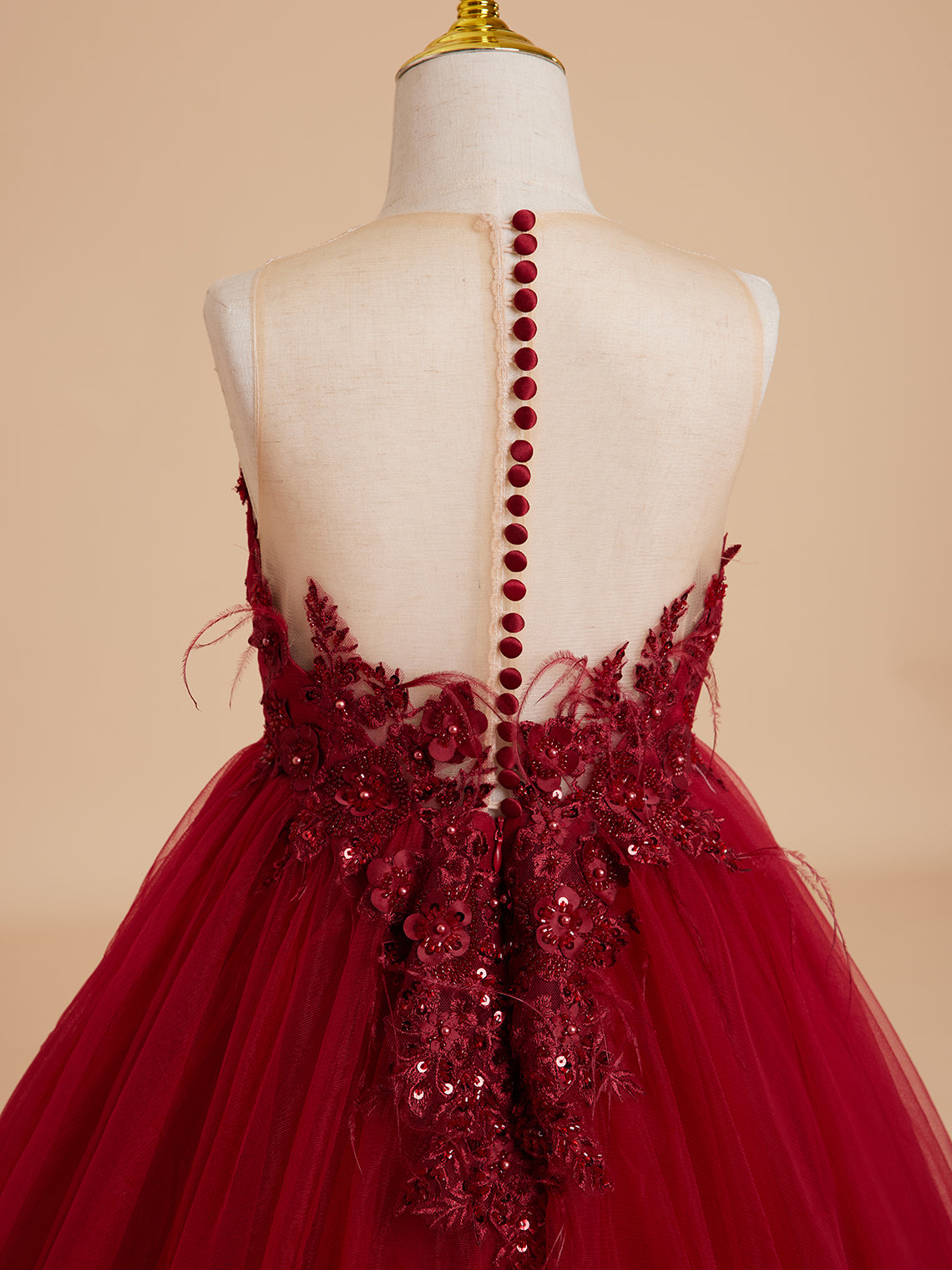 Vestido de fiesta/princesa de tul con cola larga para niña de las flores