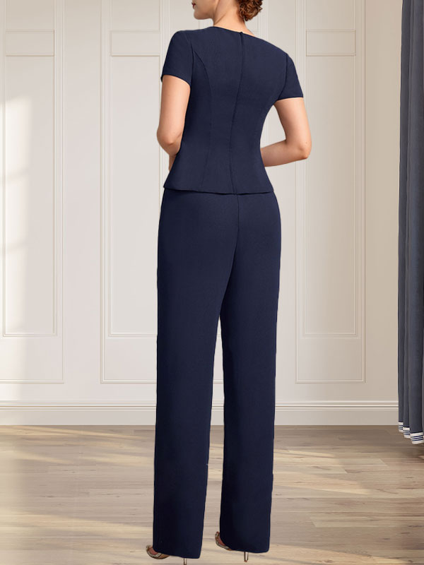 Separates Jumpsuit/Hosenanzug V-Ausschnitt Bodenlanges Chiffonkleid für die Brautmutter