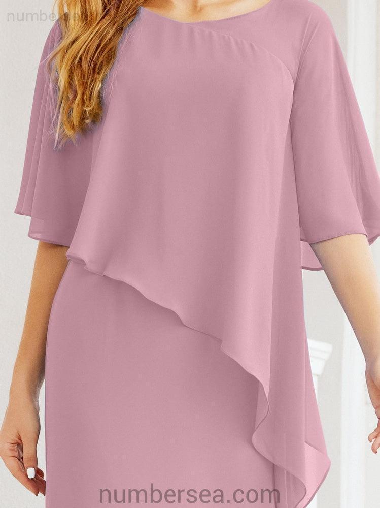 Sunnderly Formal Party Gown Dress Long Mother of The Bride Dresses with Ruffle Cape SY28026