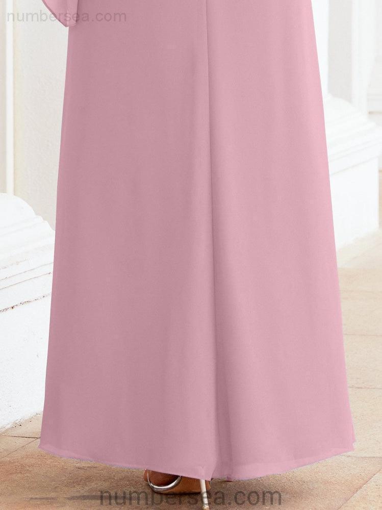 Sunnderly Formal Party Gown Dress Long Mother of The Bride Dresses with Ruffle Cape SY28026