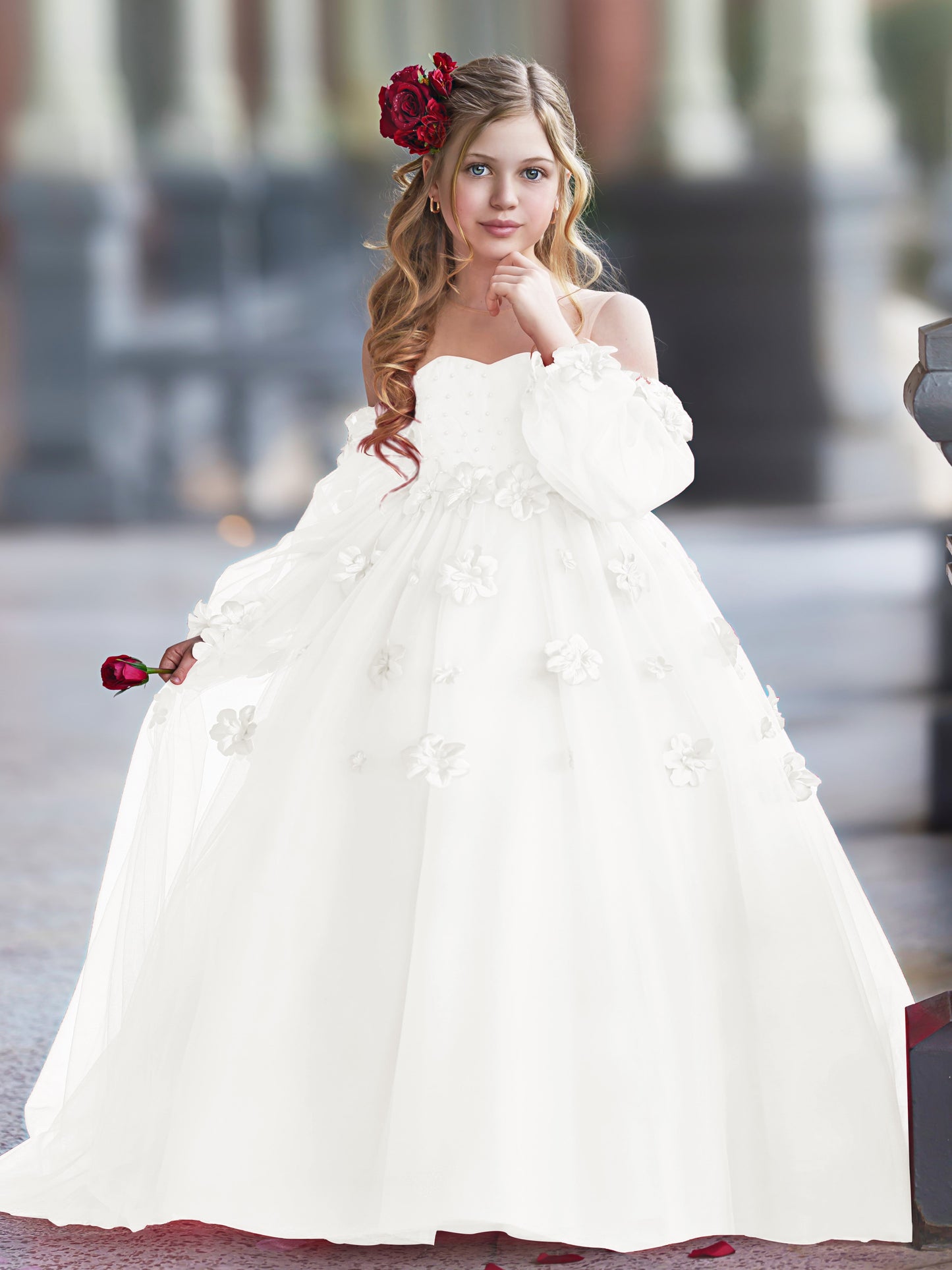 3D Flower Princess Ball Gown Flower Girl Dresses