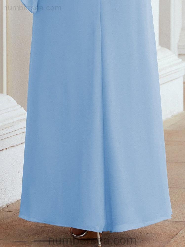 Sunnderly Formal Party Gown Dress Long Mother of The Bride Dresses with Ruffle Cape SY28026