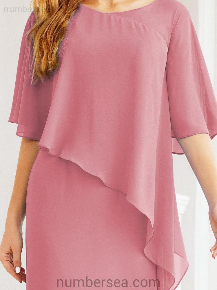 Sunnderly Formales Partykleid, lang, für die Brautmutter, mit Rüschenumhang, SY28026