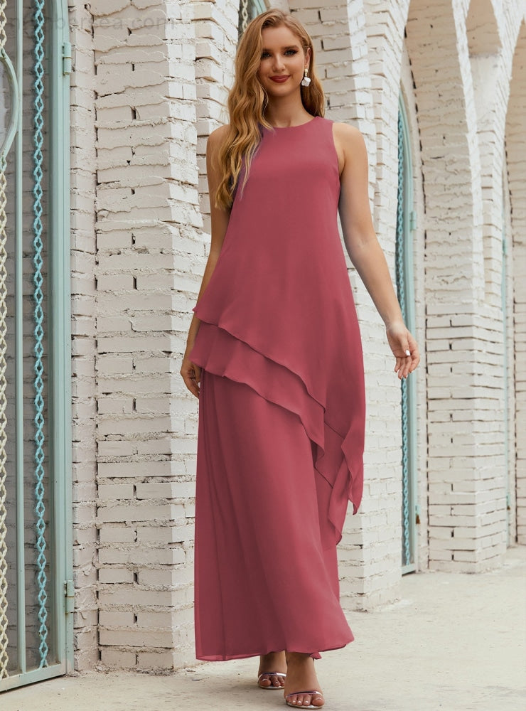 Chiffon Langes Plus Size Kleider für die Brautmutter Formales Brautjungfern-Abschlussballkleid SY28019