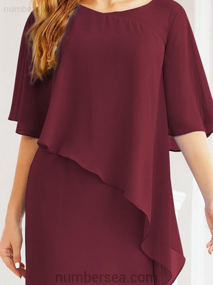 Sunnderly Formal Party Gown Dress Long Mother of The Bride Dresses with Ruffle Cape SY28026