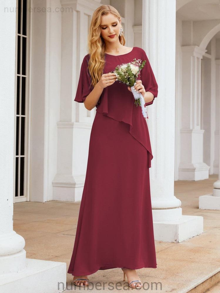 Sunnderly Formal Party Gown Dress Long Mother of The Bride Dresses with Ruffle Cape SY28026