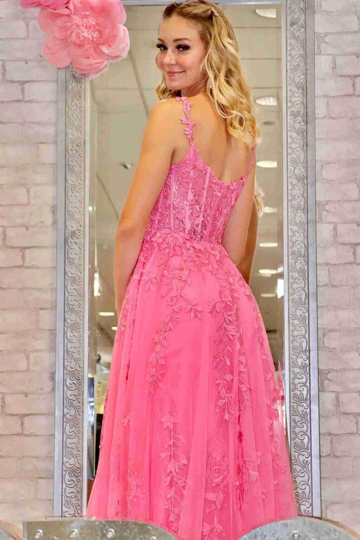 Mariana | A-Linien-Ballkleid aus Spitzentüll mit Herzausschnitt und Schlitz