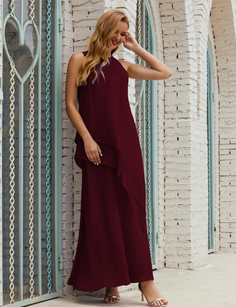 Chiffon Langes Plus Size Kleider für die Brautmutter Formales Brautjungfern-Abschlussballkleid SY28019