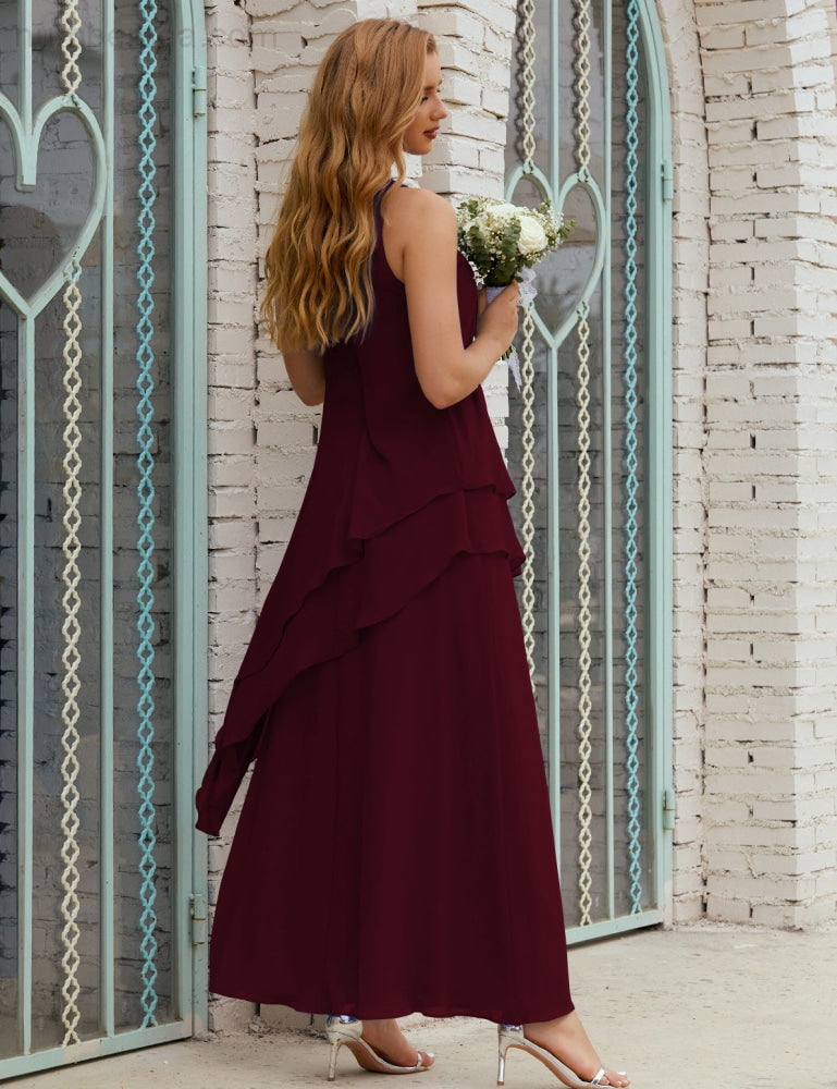 Chiffon Langes Plus Size Kleider für die Brautmutter Formales Brautjungfern-Abschlussballkleid SY28019