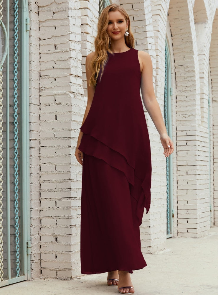 Chiffon Langes Plus Size Kleider für die Brautmutter Formales Brautjungfern-Abschlussballkleid SY28019