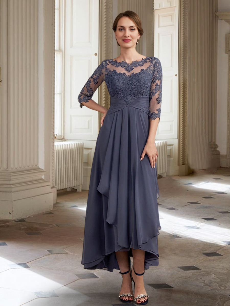 Vestidos de madre de la novia de manga larga con corte A/princesa y apliques