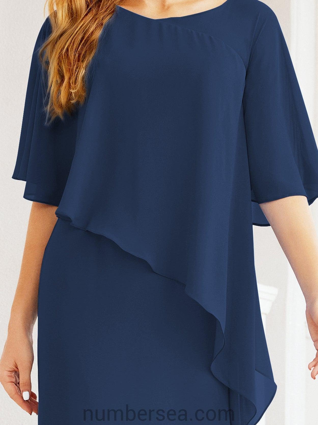 Sunnderly Formales Partykleid, lang, für die Brautmutter, mit Rüschenumhang, SY28026