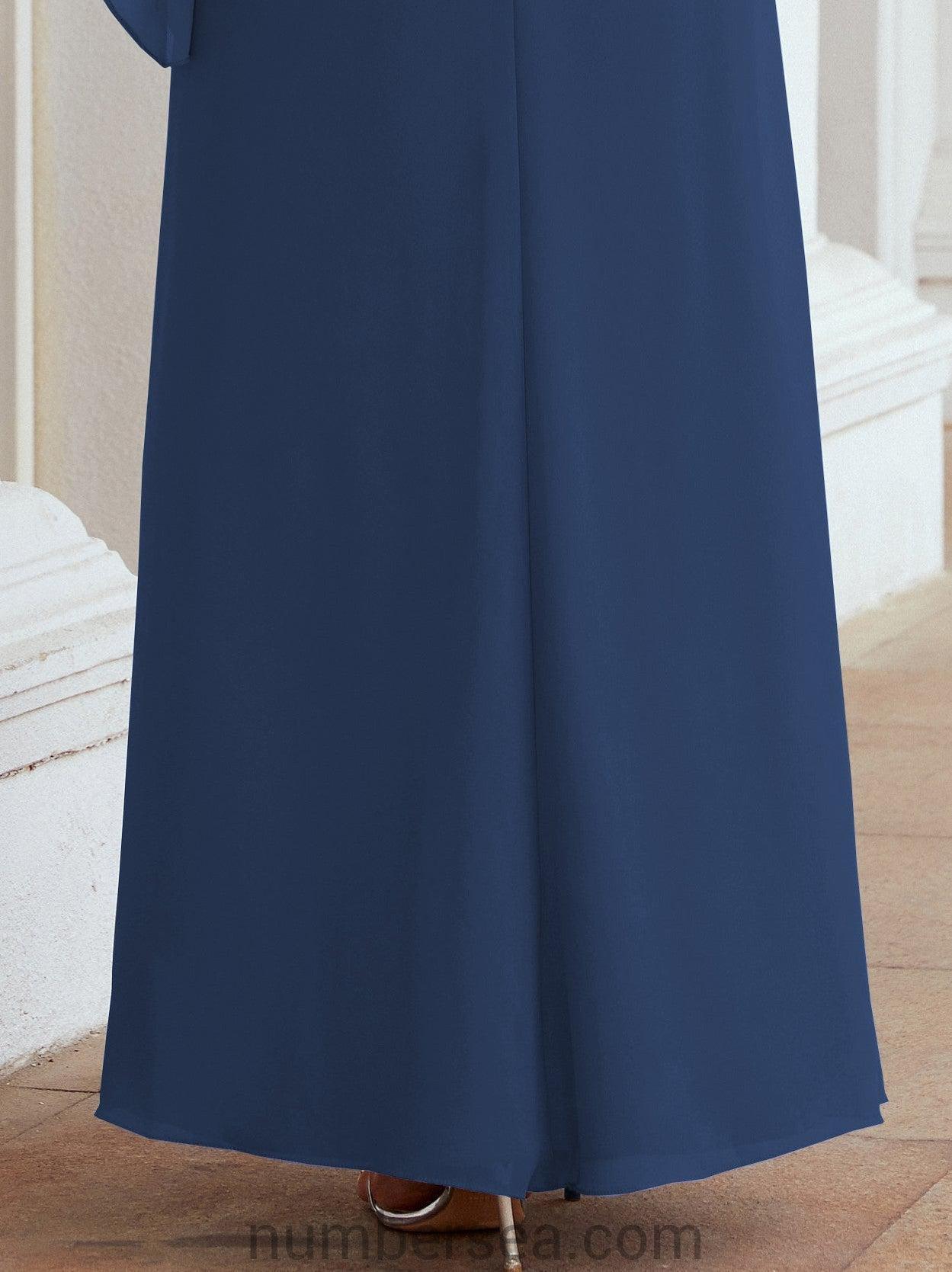 Sunnderly Formales Partykleid, lang, für die Brautmutter, mit Rüschenumhang, SY28026