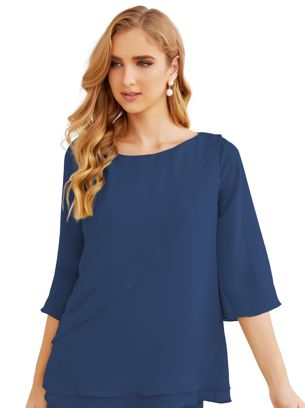 Sunnderly Elegant 2 Piece Mother of The Bride Dress Plus Size Pant Suits Ruffle Layers Sliver Housecoat SY28064
