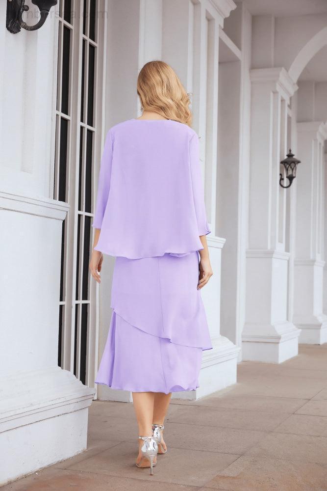 Sunnderly Zweiteiliges A-Linien-Kleid für die Brautmutter, formelles Partykleid, SY28072