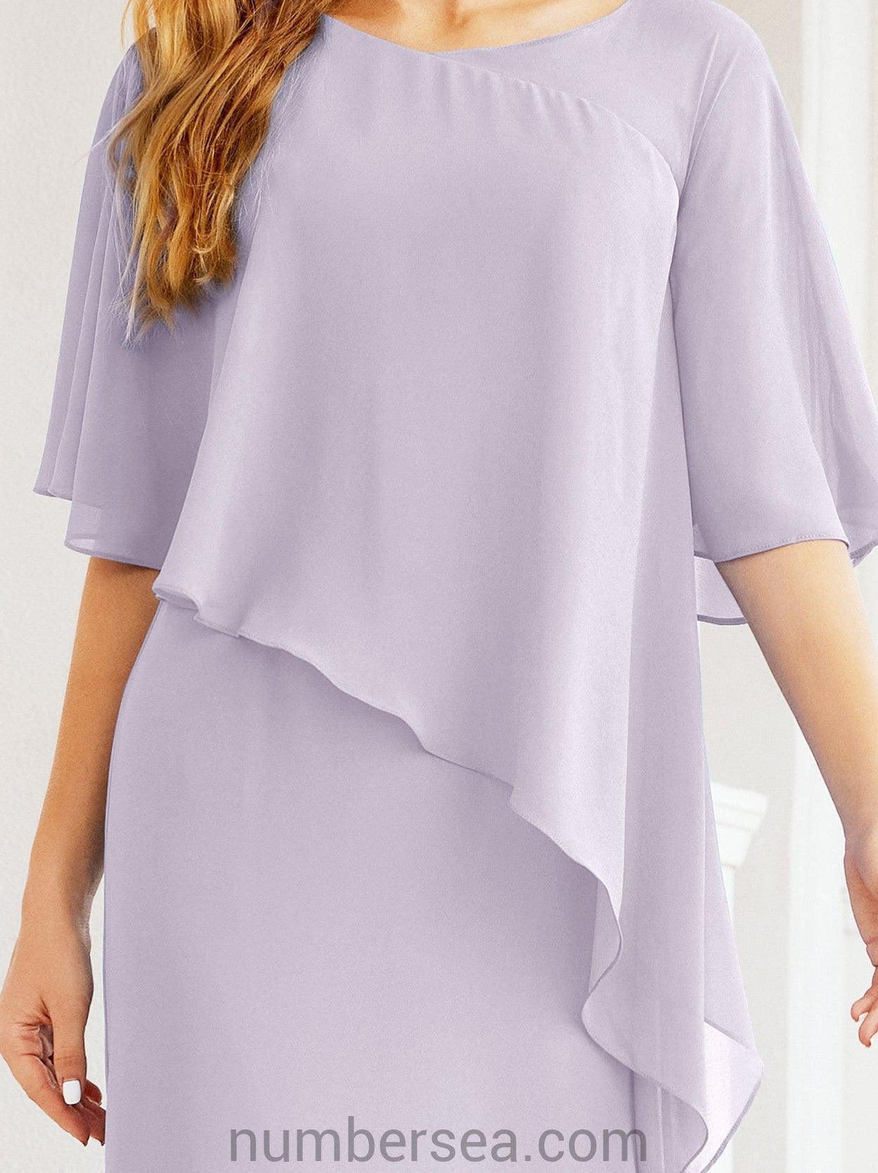 Sunnderly Formales Partykleid, lang, für die Brautmutter, mit Rüschenumhang, SY28026