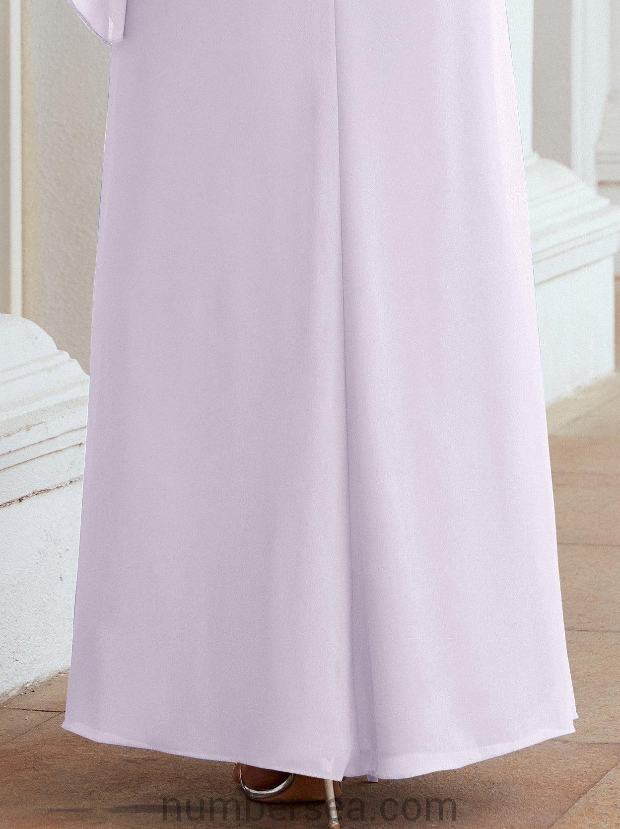 Sunnderly Formales Partykleid, lang, für die Brautmutter, mit Rüschenumhang, SY28026