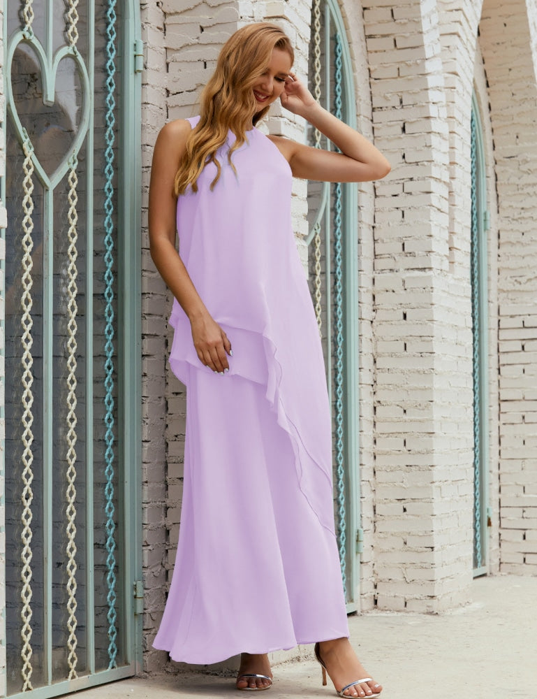 Chiffon Langes Plus Size Kleider für die Brautmutter Formales Brautjungfern-Abschlussballkleid SY28019