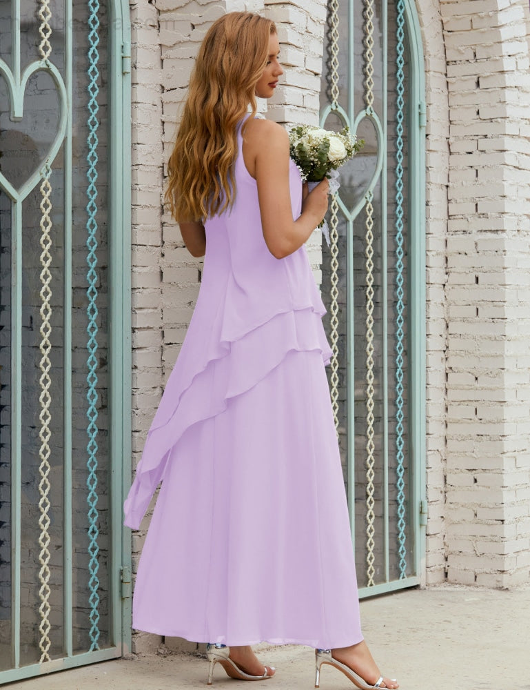 Chiffon Langes Plus Size Kleider für die Brautmutter Formales Brautjungfern-Abschlussballkleid SY28019