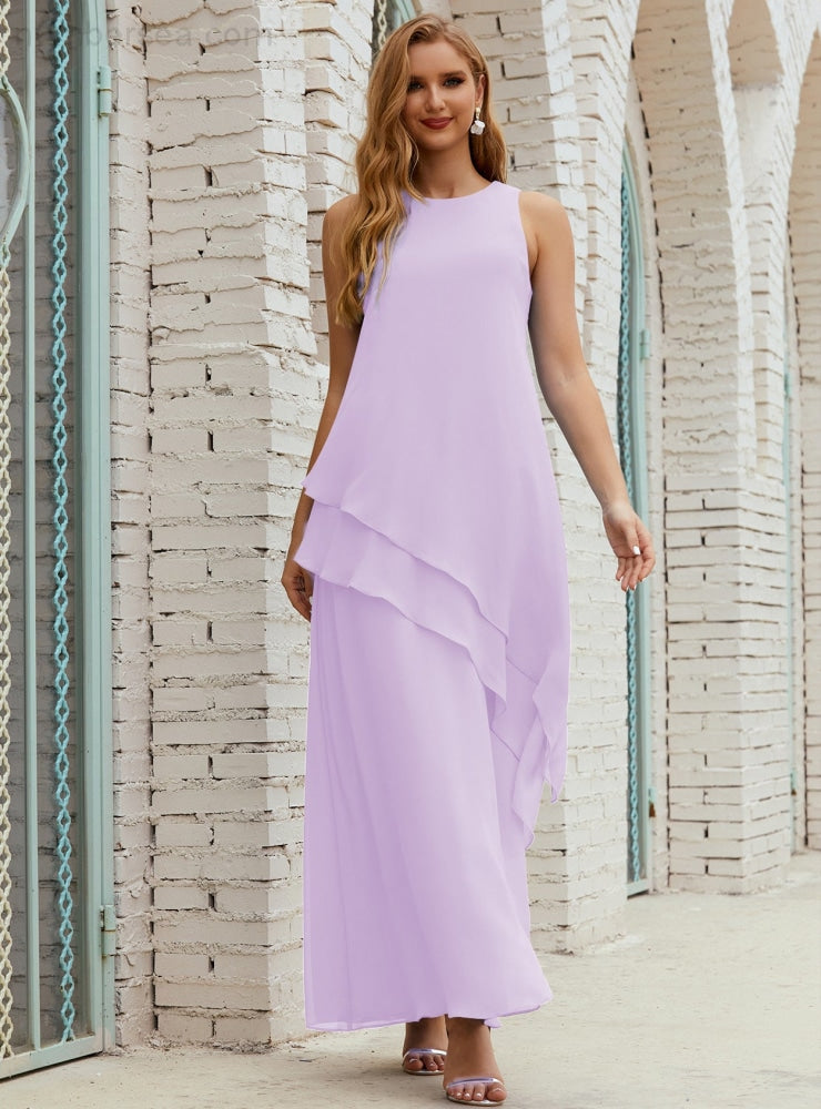 Chiffon Langes Plus Size Kleider für die Brautmutter Formales Brautjungfern-Abschlussballkleid SY28019