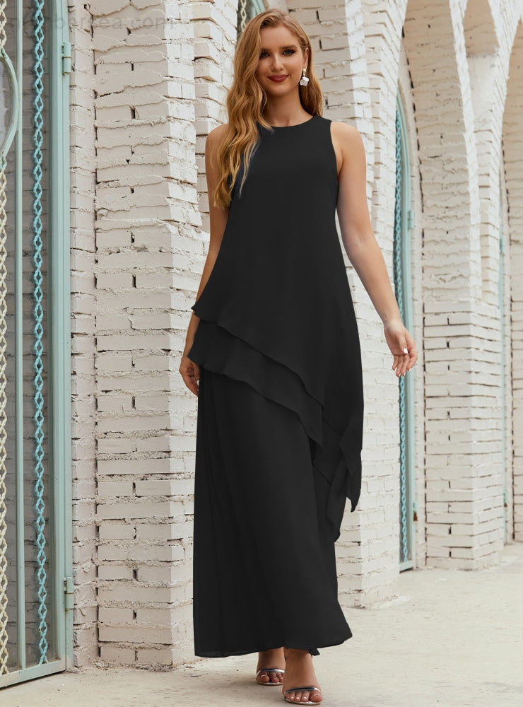 Chiffon Langes Plus Size Kleider für die Brautmutter Formales Brautjungfern-Abschlussballkleid SY28019
