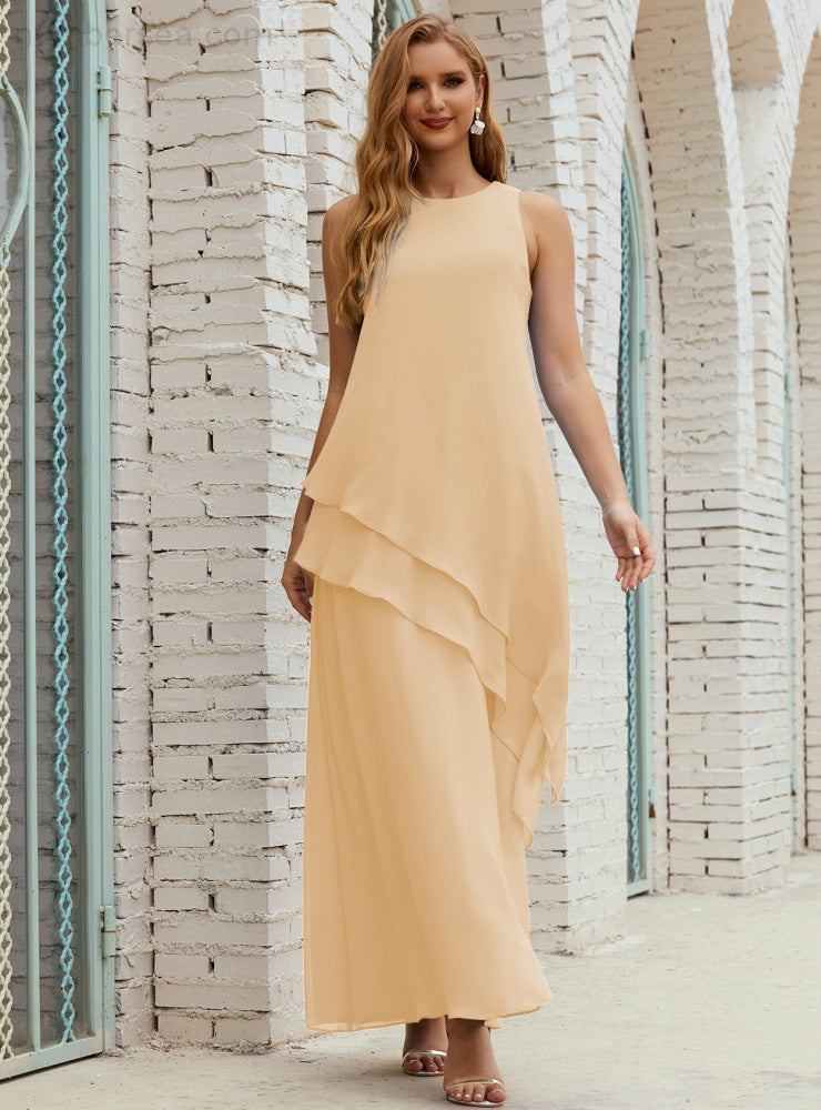 Chiffon Langes Plus Size Kleider für die Brautmutter Formales Brautjungfern-Abschlussballkleid SY28019
