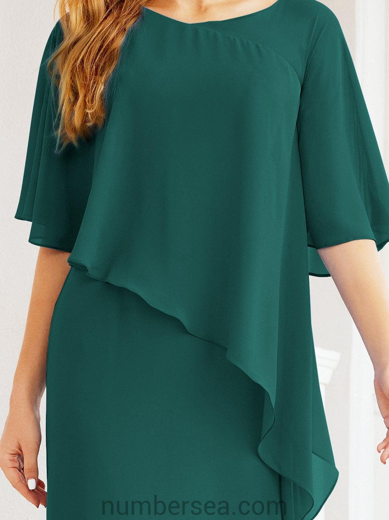 Sunnderly Formales Partykleid, lang, für die Brautmutter, mit Rüschenumhang, SY28026