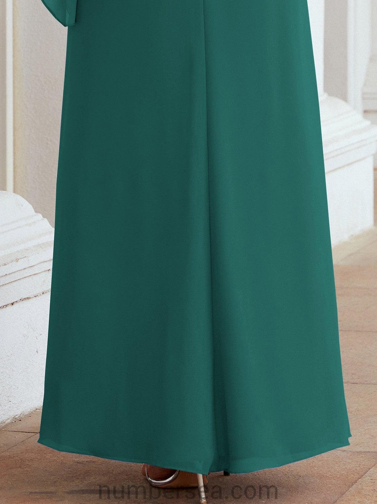 Sunnderly Formales Partykleid, lang, für die Brautmutter, mit Rüschenumhang, SY28026