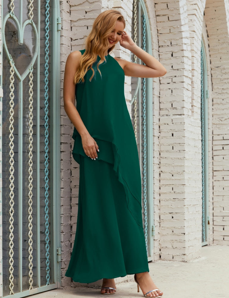 Chiffon Langes Plus Size Kleider für die Brautmutter Formales Brautjungfern-Abschlussballkleid SY28019