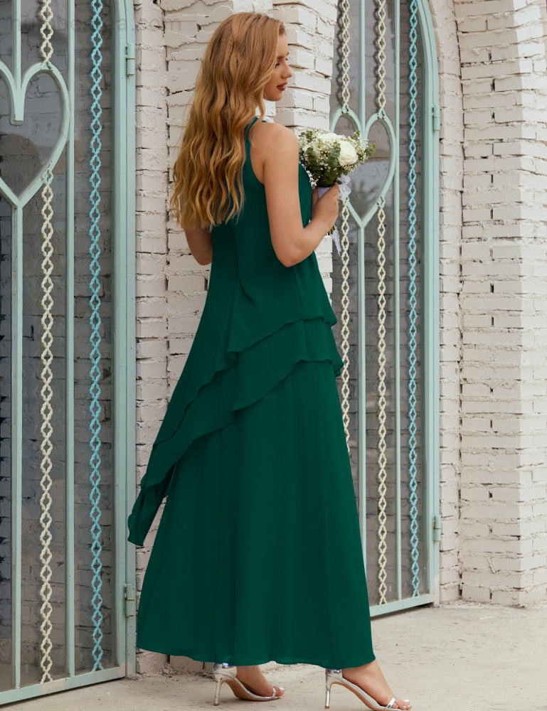 Chiffon Langes Plus Size Kleider für die Brautmutter Formales Brautjungfern-Abschlussballkleid SY28019