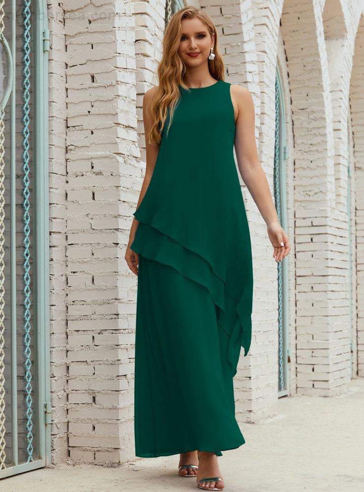 Chiffon Langes Plus Size Kleider für die Brautmutter Formales Brautjungfern-Abschlussballkleid SY28019