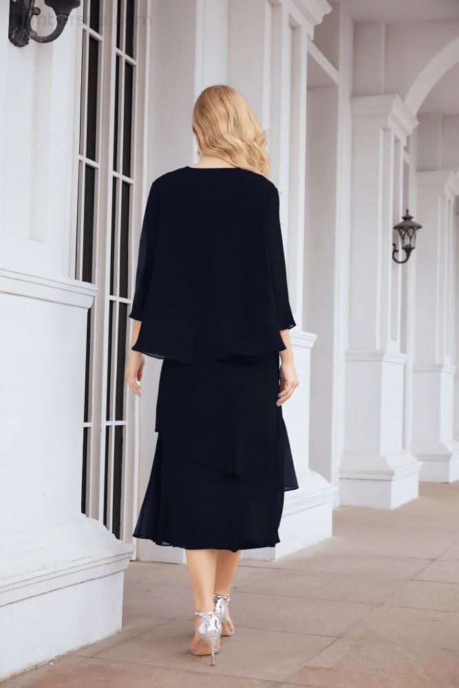 Sunnderly Zweiteiliges A-Linien-Kleid für die Brautmutter, formelles Partykleid, SY28072