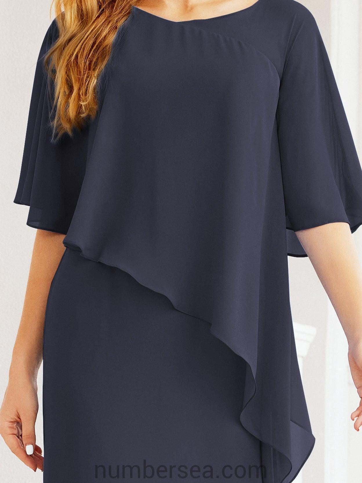 Sunnderly Formales Partykleid, lang, für die Brautmutter, mit Rüschenumhang, SY28026