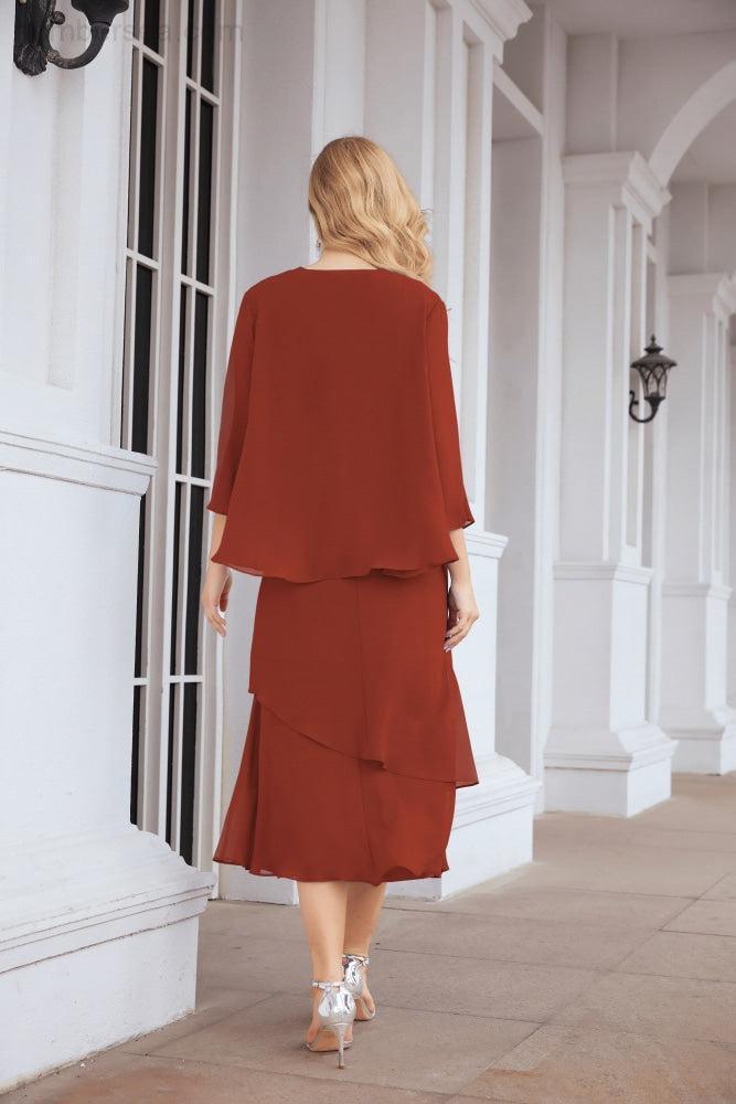 Sunnderly Zweiteiliges A-Linien-Kleid für die Brautmutter, formelles Partykleid, SY28072