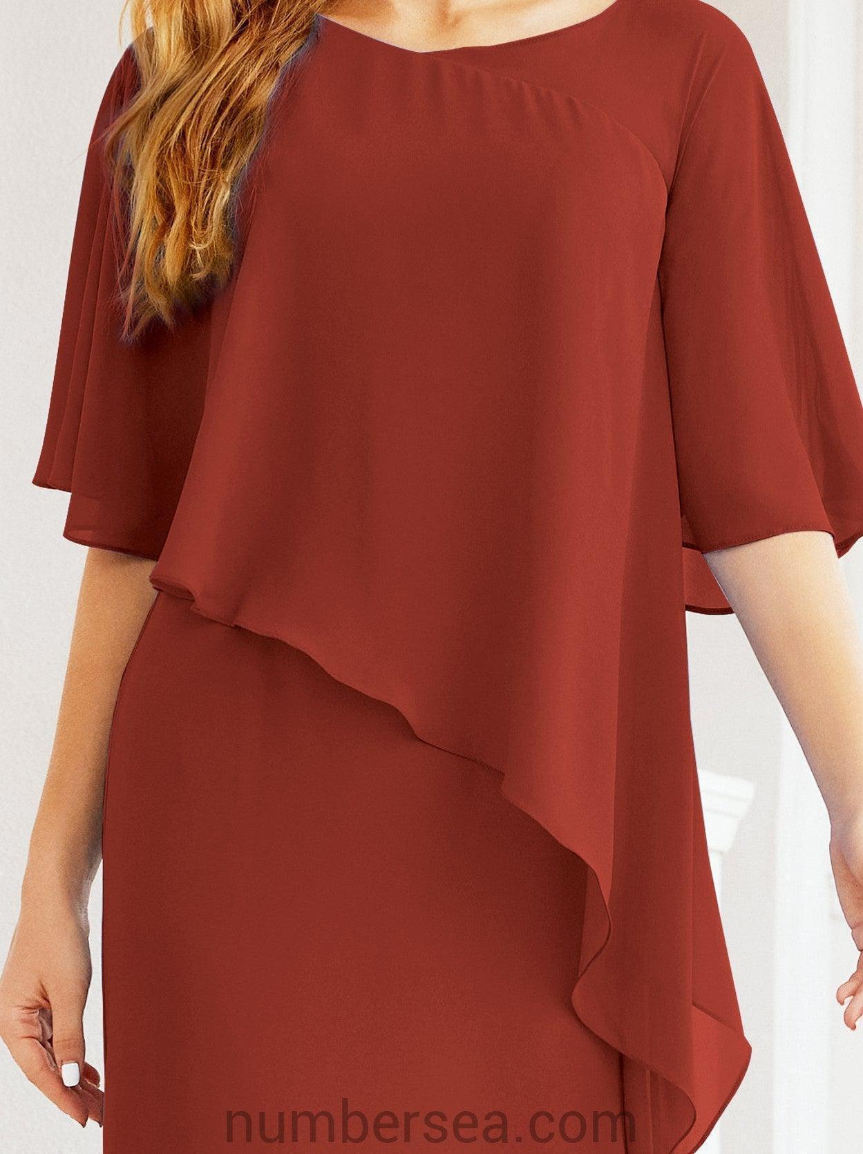 Sunnderly Formales Partykleid, lang, für die Brautmutter, mit Rüschenumhang, SY28026