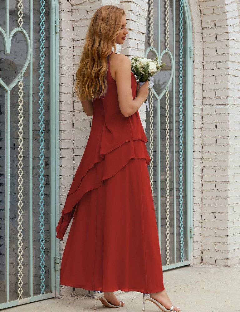 Chiffon Langes Plus Size Kleider für die Brautmutter Formales Brautjungfern-Abschlussballkleid SY28019