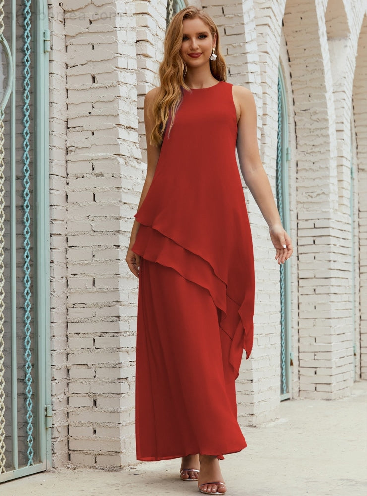 Chiffon Langes Plus Size Kleider für die Brautmutter Formales Brautjungfern-Abschlussballkleid SY28019