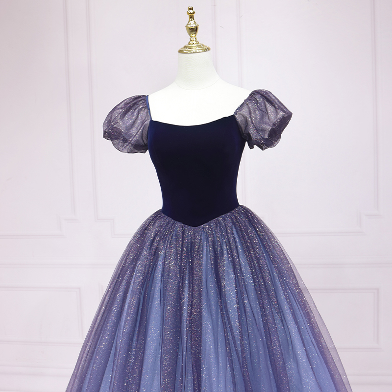Sternenhimmelblaues Prinzessinnen-Abendkleid A-Linie Abendkleid s03