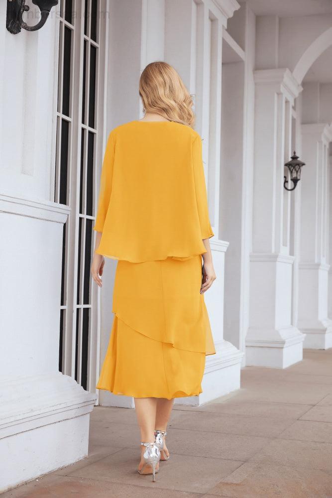 Sunnderly Zweiteiliges A-Linien-Kleid für die Brautmutter, formelles Partykleid, SY28072