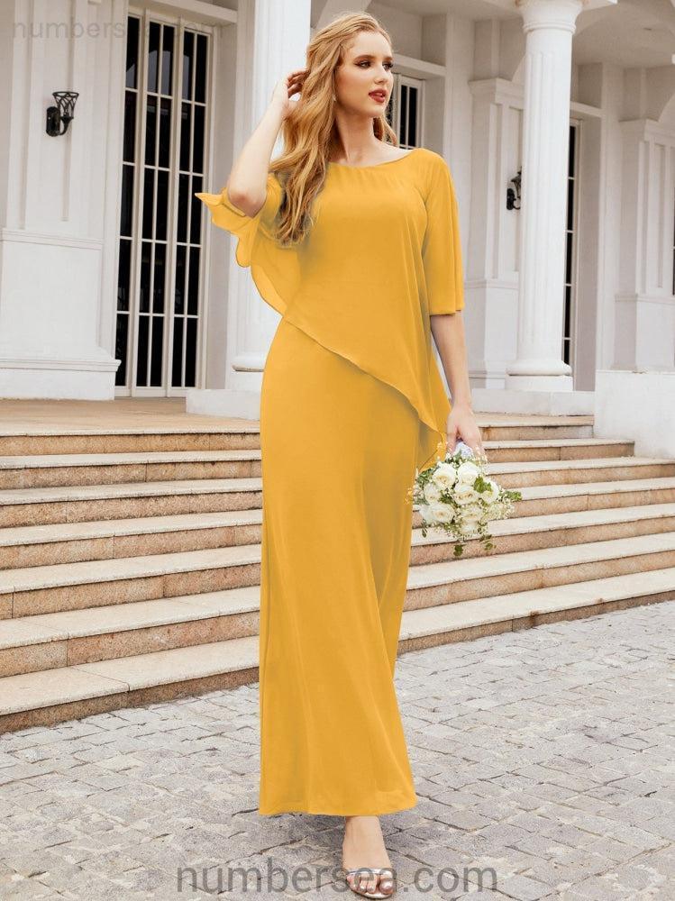 Sunnderly Formales Partykleid, lang, für die Brautmutter, mit Rüschenumhang, SY28026