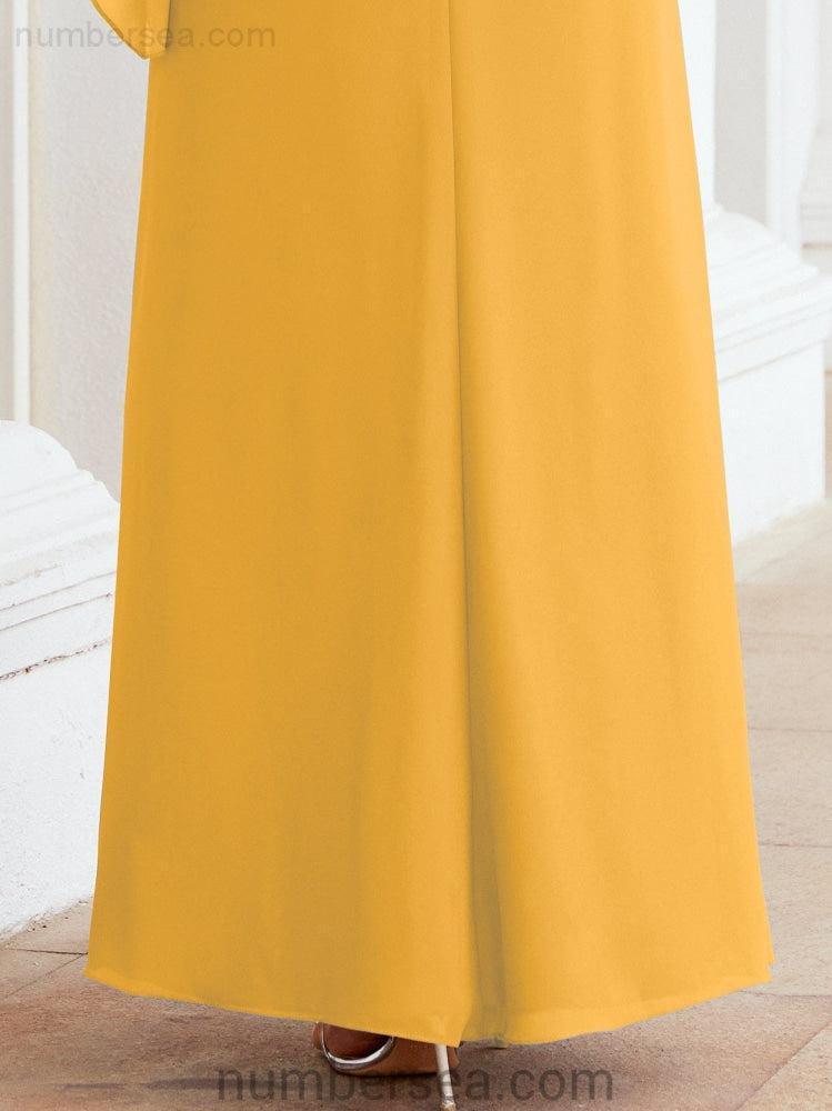 Sunnderly Formal Party Gown Dress Long Mother of The Bride Dresses with Ruffle Cape SY28026