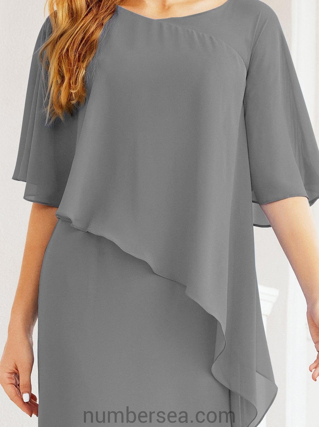 Sunnderly Formales Partykleid, lang, für die Brautmutter, mit Rüschenumhang, SY28026