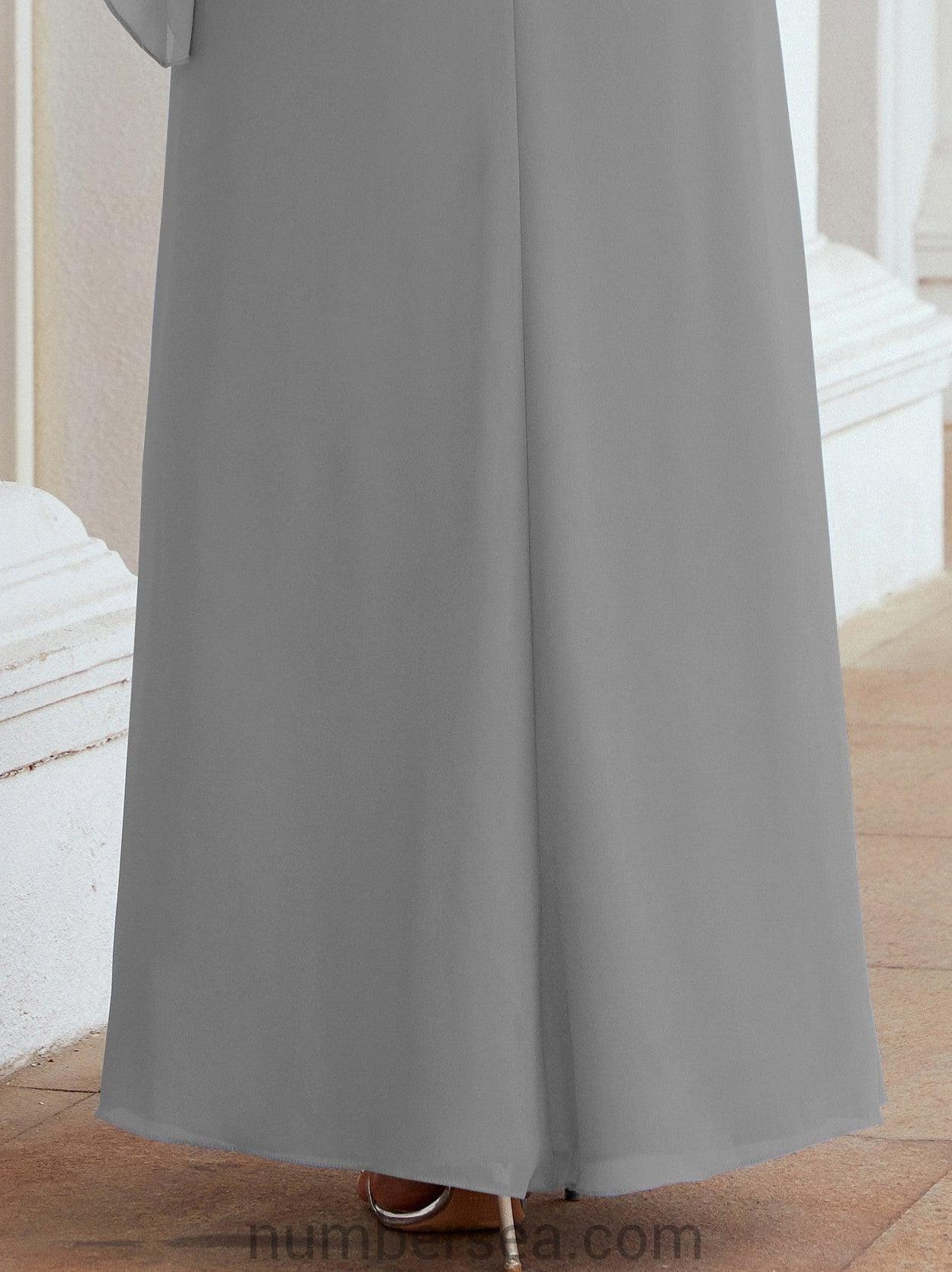 Sunnderly Formales Partykleid, lang, für die Brautmutter, mit Rüschenumhang, SY28026