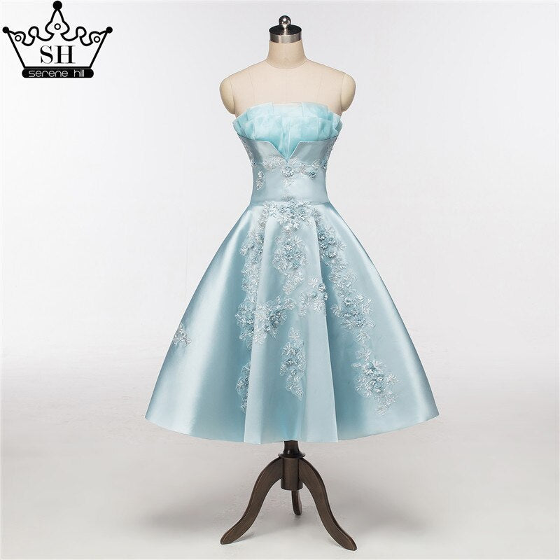 En oferta, sin devolución ni reembolso, los más nuevos vestidos de noche cortos sin tirantes, sexys, con apliques de satén, formales, para fiesta de noche, HA2076