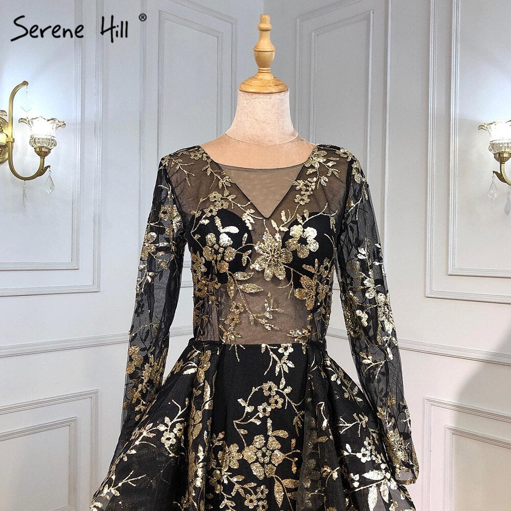 On Sale No Return No  Refund 2025  Black V-Neck Fashion New Evening Dresses Sequined Sleeveless Glitter Luxury Evening Gowns LA6552