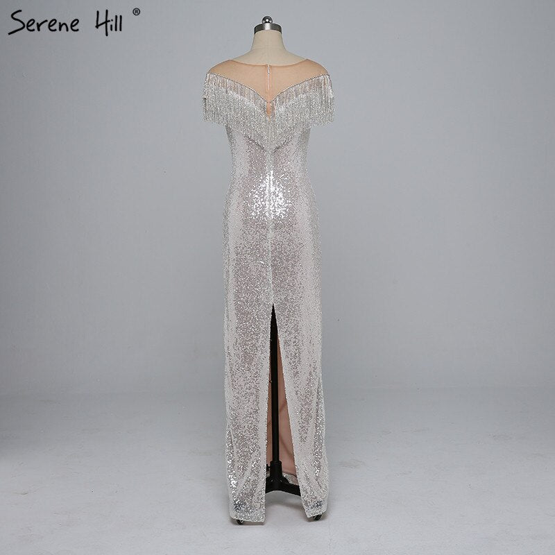 En oferta, sin devolución ni reembolso. Oferta 2025. Borlas con cuentas. Últimos diseños de vestidos de noche. Sin mangas. Moda sexy. Vestido de noche de sirena con lentejuelas. Foto real LA6378.