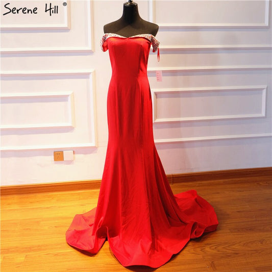 En oferta, sin devolución ni reembolso, 2025, elegante vestido de noche de sirena a la moda, nuevo, con hombros descubiertos, sexy, sencillo, formal, LA6510