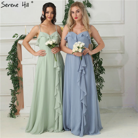 On Sale no return no refund Sale 2025 Mint Sleeveless Pleat Sexy Bridesmaid Dresses Chiffon Sleeveless Simple Bride Gowns Real Photo HA2181