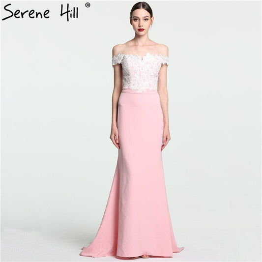 On Sale no return no refund Sale 2025 Off Shoulder Fashion Mermaid Evening Gowns Sleeveless Sexy Elegant Chiffon Evening Dress LA6115