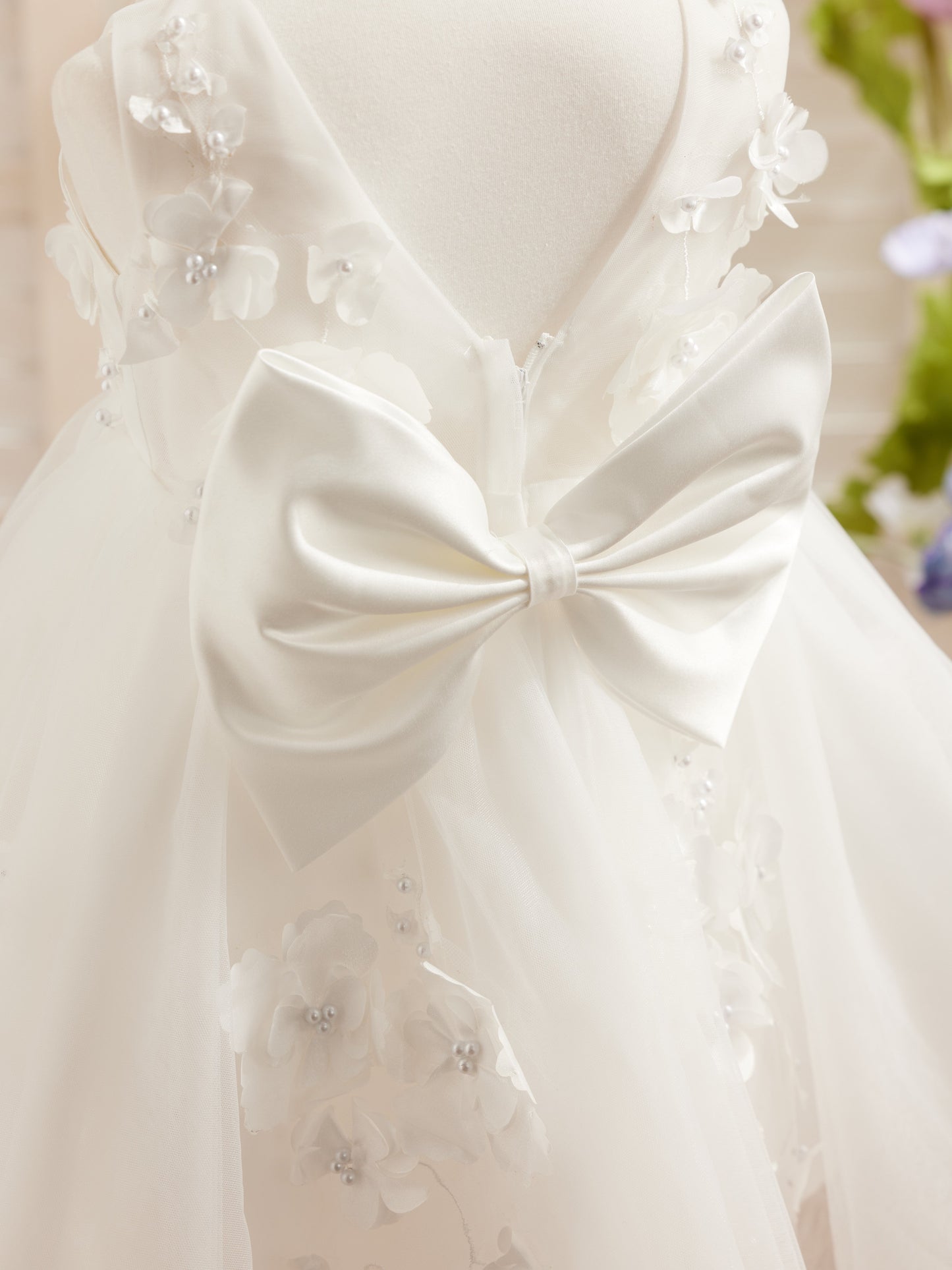 Ärmelloses knielanges Tüllkleid für Blumenmädchen